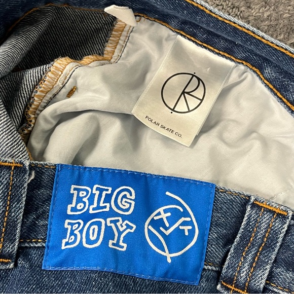 Polar Skate Co. Big Boy Jeans Size Small 32x28 Baggy Blue Skater Y2K Grunge - Picture 6 of 15